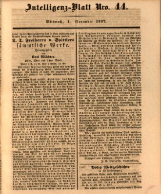 Morgenblatt für gebildete Leser. Literaturblatt (Morgenblatt für gebildete Stände) Mittwoch 1. November 1837