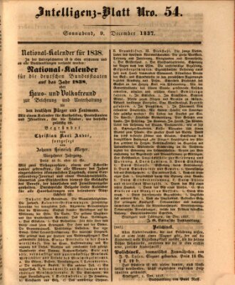 Morgenblatt für gebildete Leser. Literaturblatt (Morgenblatt für gebildete Stände) Samstag 9. Dezember 1837