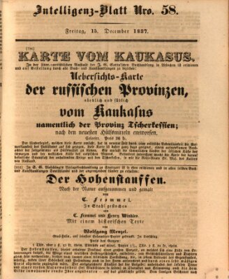 Morgenblatt für gebildete Leser. Literaturblatt (Morgenblatt für gebildete Stände) Freitag 15. Dezember 1837