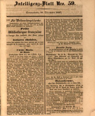 Morgenblatt für gebildete Leser. Literaturblatt (Morgenblatt für gebildete Stände) Samstag 16. Dezember 1837