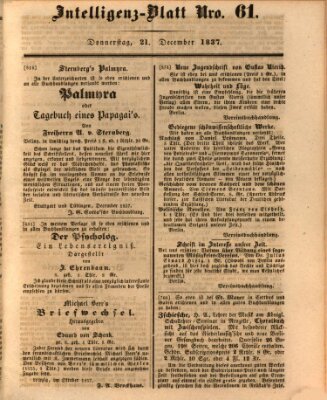 Morgenblatt für gebildete Leser. Literaturblatt (Morgenblatt für gebildete Stände) Donnerstag 21. Dezember 1837