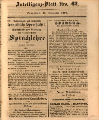 Morgenblatt für gebildete Leser. Literaturblatt (Morgenblatt für gebildete Stände) Samstag 23. Dezember 1837