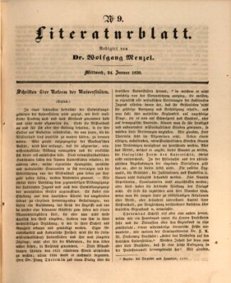 Morgenblatt für gebildete Leser. Literaturblatt (Morgenblatt für gebildete Stände) Mittwoch 24. Januar 1838