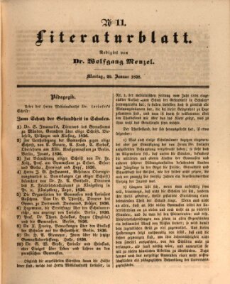 Morgenblatt für gebildete Leser. Literaturblatt (Morgenblatt für gebildete Stände) Montag 29. Januar 1838