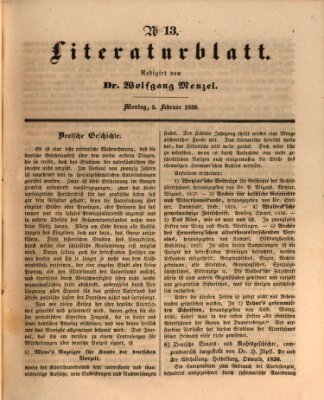 Morgenblatt für gebildete Leser. Literaturblatt (Morgenblatt für gebildete Stände) Montag 5. Februar 1838