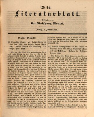 Morgenblatt für gebildete Leser. Literaturblatt (Morgenblatt für gebildete Stände) Freitag 9. Februar 1838