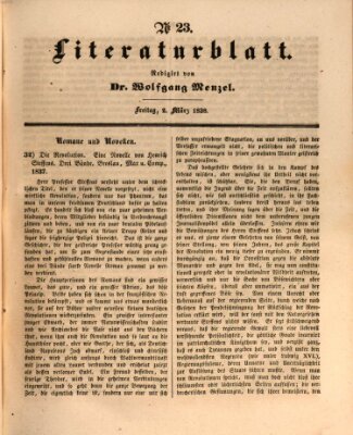 Morgenblatt für gebildete Leser. Literaturblatt (Morgenblatt für gebildete Stände) Freitag 2. März 1838