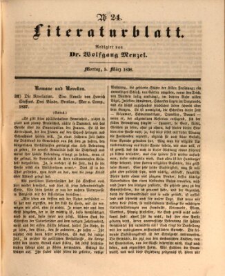 Morgenblatt für gebildete Leser. Literaturblatt (Morgenblatt für gebildete Stände) Montag 5. März 1838