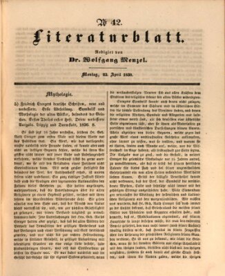 Morgenblatt für gebildete Leser. Literaturblatt (Morgenblatt für gebildete Stände) Montag 23. April 1838