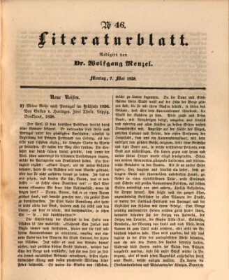 Morgenblatt für gebildete Leser. Literaturblatt (Morgenblatt für gebildete Stände) Montag 7. Mai 1838