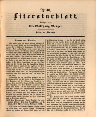 Morgenblatt für gebildete Leser. Literaturblatt (Morgenblatt für gebildete Stände) Freitag 11. Mai 1838