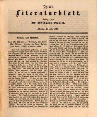 Morgenblatt für gebildete Leser. Literaturblatt (Morgenblatt für gebildete Stände) Montag 21. Mai 1838