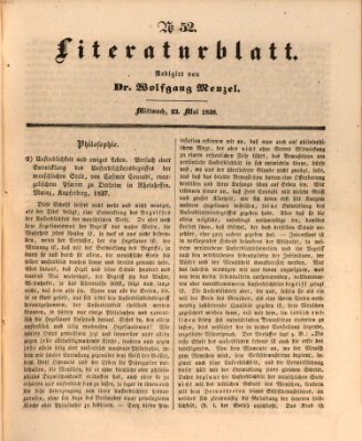 Morgenblatt für gebildete Leser. Literaturblatt (Morgenblatt für gebildete Stände) Mittwoch 23. Mai 1838