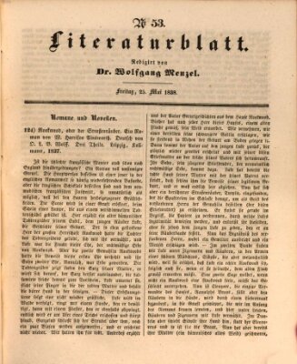 Morgenblatt für gebildete Leser. Literaturblatt (Morgenblatt für gebildete Stände) Freitag 25. Mai 1838