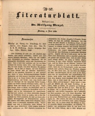 Morgenblatt für gebildete Leser. Literaturblatt (Morgenblatt für gebildete Stände) Montag 4. Juni 1838