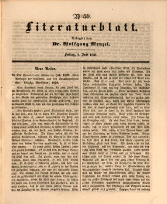 Morgenblatt für gebildete Leser. Literaturblatt (Morgenblatt für gebildete Stände) Freitag 8. Juni 1838