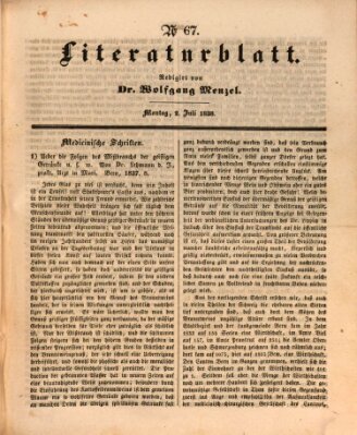 Morgenblatt für gebildete Leser. Literaturblatt (Morgenblatt für gebildete Stände) Montag 2. Juli 1838