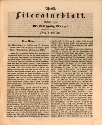 Morgenblatt für gebildete Leser. Literaturblatt (Morgenblatt für gebildete Stände) Freitag 6. Juli 1838