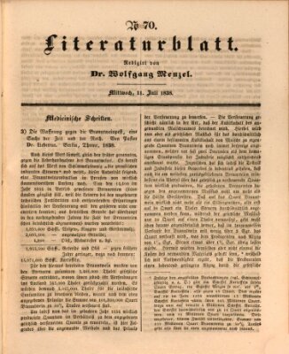 Morgenblatt für gebildete Leser. Literaturblatt (Morgenblatt für gebildete Stände) Mittwoch 11. Juli 1838