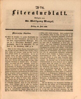 Morgenblatt für gebildete Leser. Literaturblatt (Morgenblatt für gebildete Stände) Freitag 20. Juli 1838