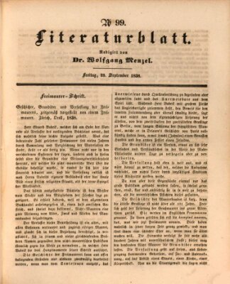 Morgenblatt für gebildete Leser. Literaturblatt (Morgenblatt für gebildete Stände) Freitag 28. September 1838