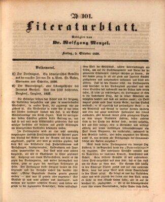 Morgenblatt für gebildete Leser. Literaturblatt (Morgenblatt für gebildete Stände) Freitag 5. Oktober 1838