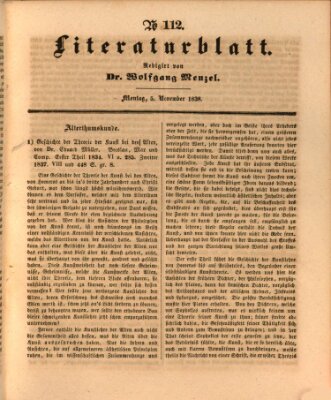 Morgenblatt für gebildete Leser. Literaturblatt (Morgenblatt für gebildete Stände) Montag 5. November 1838