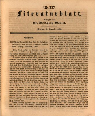 Morgenblatt für gebildete Leser. Literaturblatt (Morgenblatt für gebildete Stände) Montag 19. November 1838