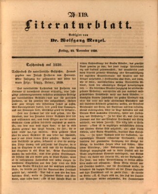 Morgenblatt für gebildete Leser. Literaturblatt (Morgenblatt für gebildete Stände) Freitag 23. November 1838