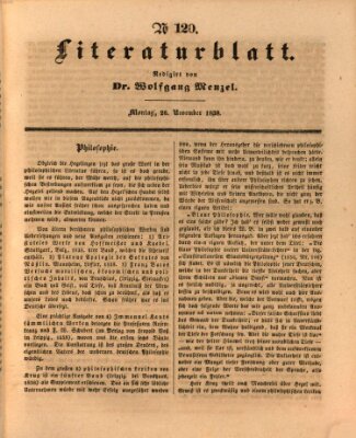 Morgenblatt für gebildete Leser. Literaturblatt (Morgenblatt für gebildete Stände) Montag 26. November 1838