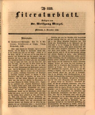 Morgenblatt für gebildete Leser. Literaturblatt (Morgenblatt für gebildete Stände) Mittwoch 5. Dezember 1838