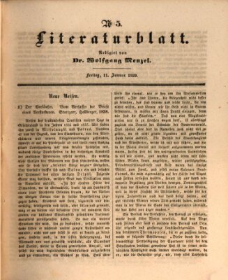 Morgenblatt für gebildete Leser. Literaturblatt (Morgenblatt für gebildete Stände) Freitag 11. Januar 1839