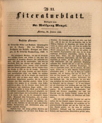 Morgenblatt für gebildete Leser. Literaturblatt (Morgenblatt für gebildete Stände) Montag 28. Januar 1839