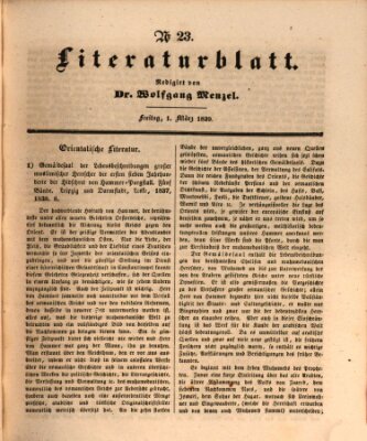 Morgenblatt für gebildete Leser. Literaturblatt (Morgenblatt für gebildete Stände) Freitag 1. März 1839