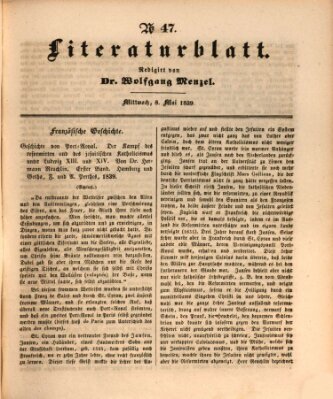 Morgenblatt für gebildete Leser. Literaturblatt (Morgenblatt für gebildete Stände) Mittwoch 8. Mai 1839