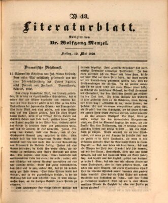 Morgenblatt für gebildete Leser. Literaturblatt (Morgenblatt für gebildete Stände) Freitag 10. Mai 1839