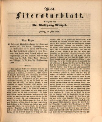 Morgenblatt für gebildete Leser. Literaturblatt (Morgenblatt für gebildete Stände) Freitag 17. Mai 1839