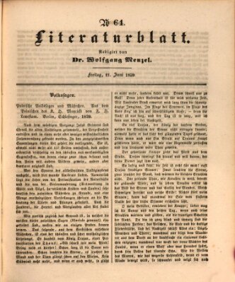 Morgenblatt für gebildete Leser. Literaturblatt (Morgenblatt für gebildete Stände) Freitag 21. Juni 1839