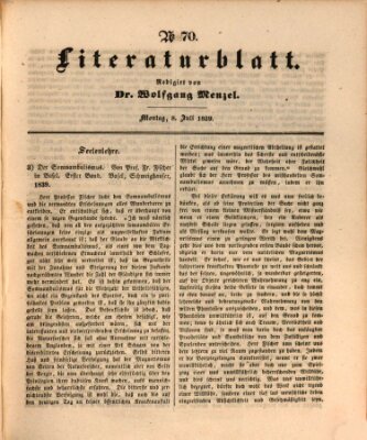 Morgenblatt für gebildete Leser. Literaturblatt (Morgenblatt für gebildete Stände) Montag 8. Juli 1839