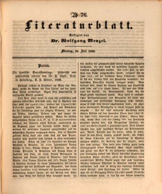 Morgenblatt für gebildete Leser. Literaturblatt (Morgenblatt für gebildete Stände) Montag 29. Juli 1839