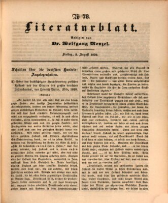 Morgenblatt für gebildete Leser. Literaturblatt (Morgenblatt für gebildete Stände) Freitag 2. August 1839