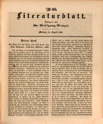 Morgenblatt für gebildete Leser. Literaturblatt (Morgenblatt für gebildete Stände) Montag 19. August 1839