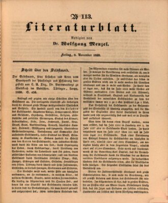 Morgenblatt für gebildete Leser. Literaturblatt (Morgenblatt für gebildete Stände) Freitag 8. November 1839