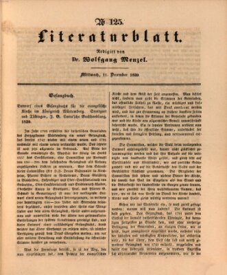 Morgenblatt für gebildete Leser. Literaturblatt (Morgenblatt für gebildete Stände) Mittwoch 11. Dezember 1839