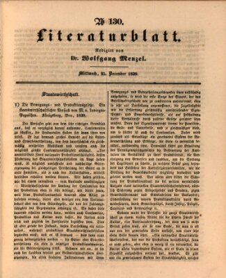 Morgenblatt für gebildete Leser. Literaturblatt (Morgenblatt für gebildete Stände) Mittwoch 25. Dezember 1839