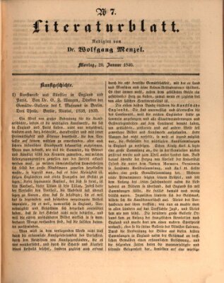 Morgenblatt für gebildete Leser. Literaturblatt (Morgenblatt für gebildete Stände) Montag 20. Januar 1840