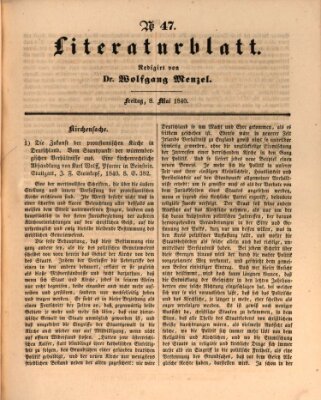 Morgenblatt für gebildete Leser. Literaturblatt (Morgenblatt für gebildete Stände) Freitag 8. Mai 1840