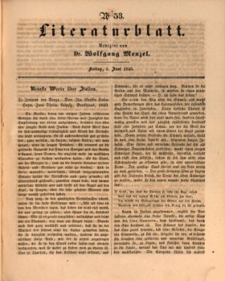 Morgenblatt für gebildete Leser. Literaturblatt (Morgenblatt für gebildete Stände) Freitag 5. Juni 1840