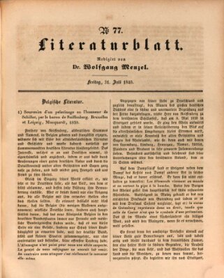 Morgenblatt für gebildete Leser. Literaturblatt (Morgenblatt für gebildete Stände) Freitag 31. Juli 1840