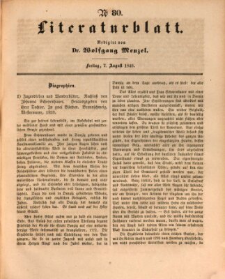 Morgenblatt für gebildete Leser. Literaturblatt (Morgenblatt für gebildete Stände) Freitag 7. August 1840